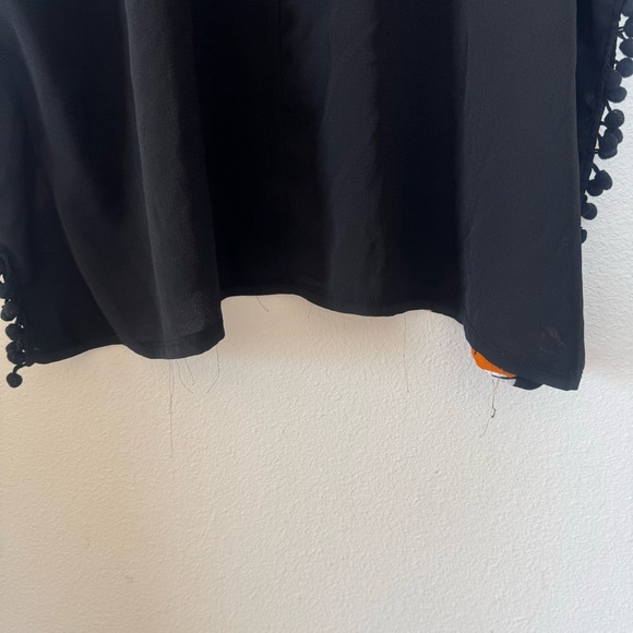 Xhilaration Black Tropical Beach Swimsuit Cover Up Kimono Fringe Bobbles M - Picture 5 of 10